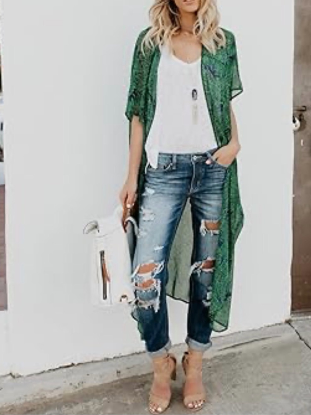 Vici palm print kimono swim coverup